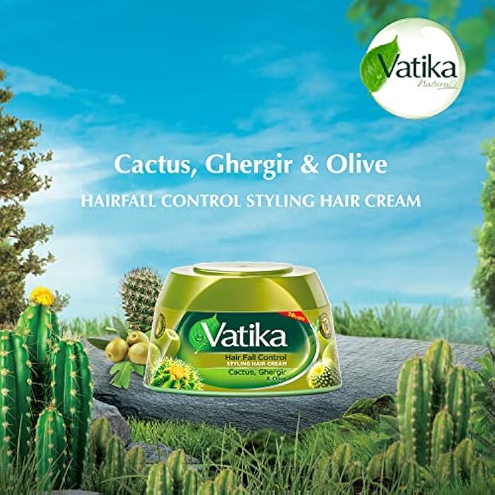 Vatika Naturals Hair Fall Control Styling Hair Cream (125mL) | Natural Extracts of Cactus and Olive | Nourishing Vatika Oils - Image 2